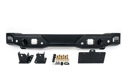 DV8 Offroad 21 - 22 Ford Bronco MTO Series Rear Bumper with Side License Plate Mount and Recovery Points Lights offroad accessory | Iron Ridge Offroad