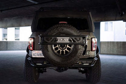 DV8 Offroad 21 - 23 Ford Bronco Spare Tire Guard & Accessory Mount Winches & Hitches offroad accessory | Iron Ridge Offroad