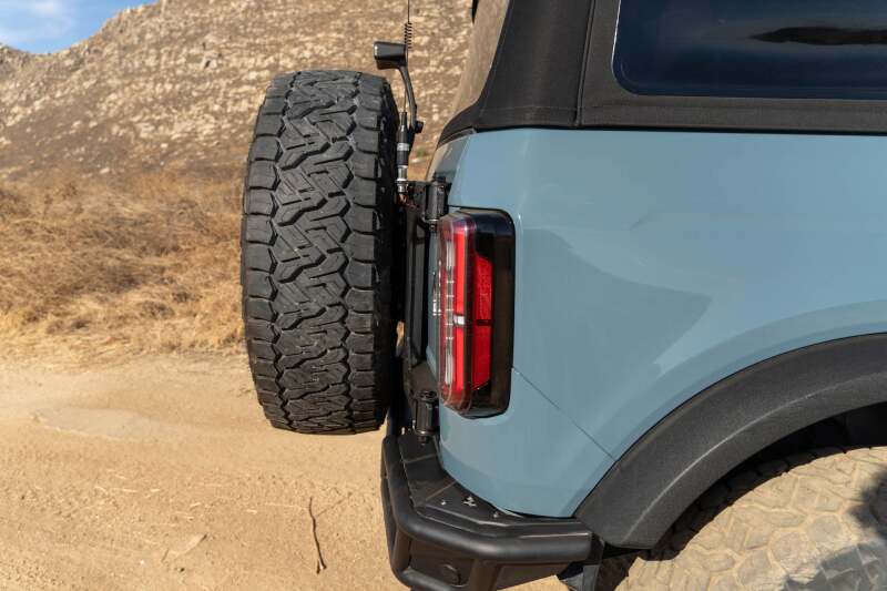 DV8 Offroad 21 - 24 Ford Bronco Tire Carrier Roofs & Roof Accessories offroad accessory | Iron Ridge Offroad