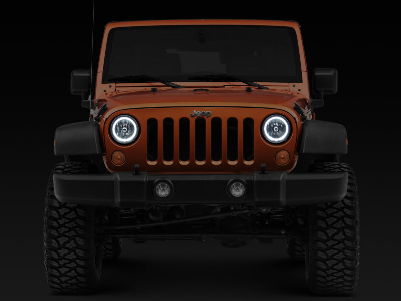 Raxiom LED Halo Headlights 7in Round Chrome Housing (FRONT): Jeep Wrangler (07-18)