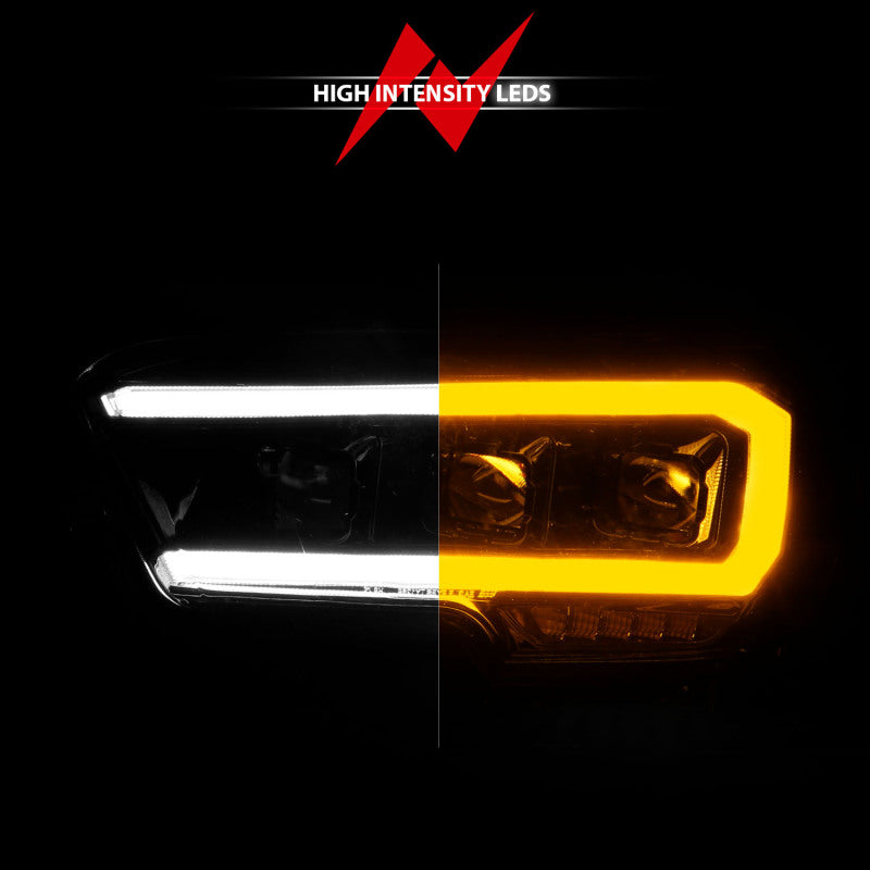 ANZO LED Projector Headlight w/ Light Bar & Sequential Turn | Toyota Tacoma (16-23) (111563)