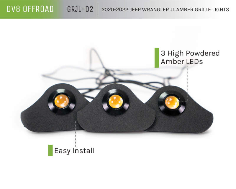 DV8 Offroad Amber Marker Lights: Jeep Wrangler (18-21) / Wrangler JK (18)