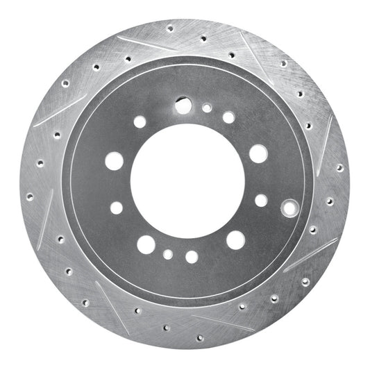 R1 17-21 Toyota Land Cruiser Rear Right Drilled & Slotted Silver Brake Rotor | Toyota Tundra (07-09 / 10-13 / 14-18 / 19-21) (EDZ-76137R)