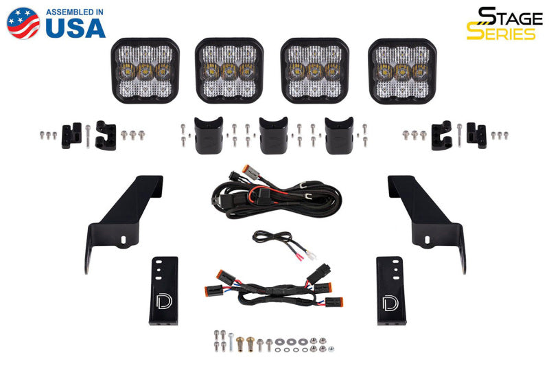 Diode Dynamics SS5 4-Pod CrossLink Grille Lightbar Kit Pro White (F&R): Jeep Wrangler JL 2018-26 / Gladiator JT 2020-24