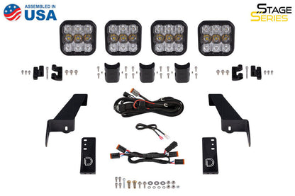 Diode Dynamics SS5 4-Pod CrossLink Grille Lightbar Kit Pro White (F&R): Jeep Wrangler JL 2018-26 / Gladiator JT 2020-24