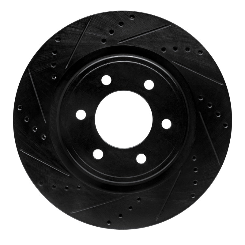 R1 Front Left Drilled & Slotted Black Brake Rotor | Ford Bronco (21-26) (ECB-54287L)