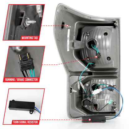 ANZO LED Tail Light Assembly Black Housing w/ Clear Lens Pair | Toyota Tundra (07-13) (311336)