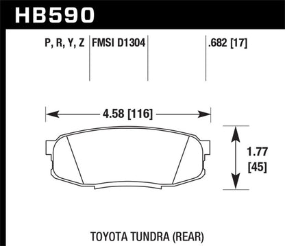 Hawk Performance HP Plus Brake Pad Set | Toyota Tundra (2019) / Lexus NX300 (2019) (HB590N.682)