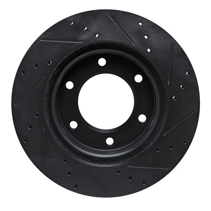 R1 Concepts 19-25mm Front Left Drilled & Slotted Black Brake Rotor | Ford Bronco (19-26) / Ranger (19-26) (ECB-54275L)
