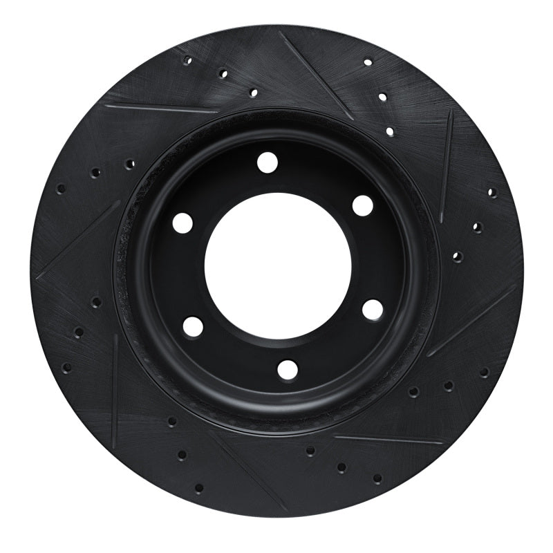 R1 Concepts 19-25mm Front Left Drilled & Slotted Black Brake Rotor | Ford Bronco (19-26) / Ranger (19-26) (ECB-54275L)