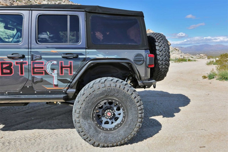 Fabtech Textured Black Steel Tube Fenders (REAR): Jeep Wrangler 2018-2024