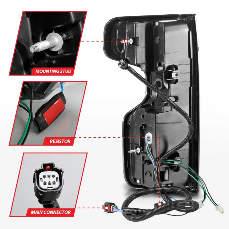ANZO LED Tail Light Assembly F&R Black Housing Smoke Lens | Chevy Silverado (19-21) (311415)