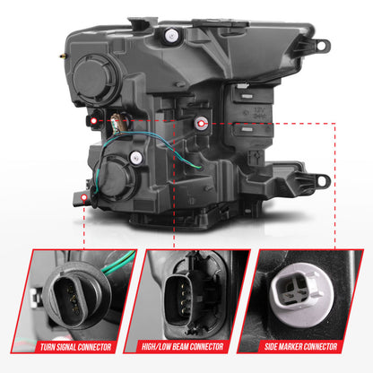 ANZO Projector Headlight Set w/ Plank Style Switchback Black Housing | Ford F-150 (18-20) (111509)