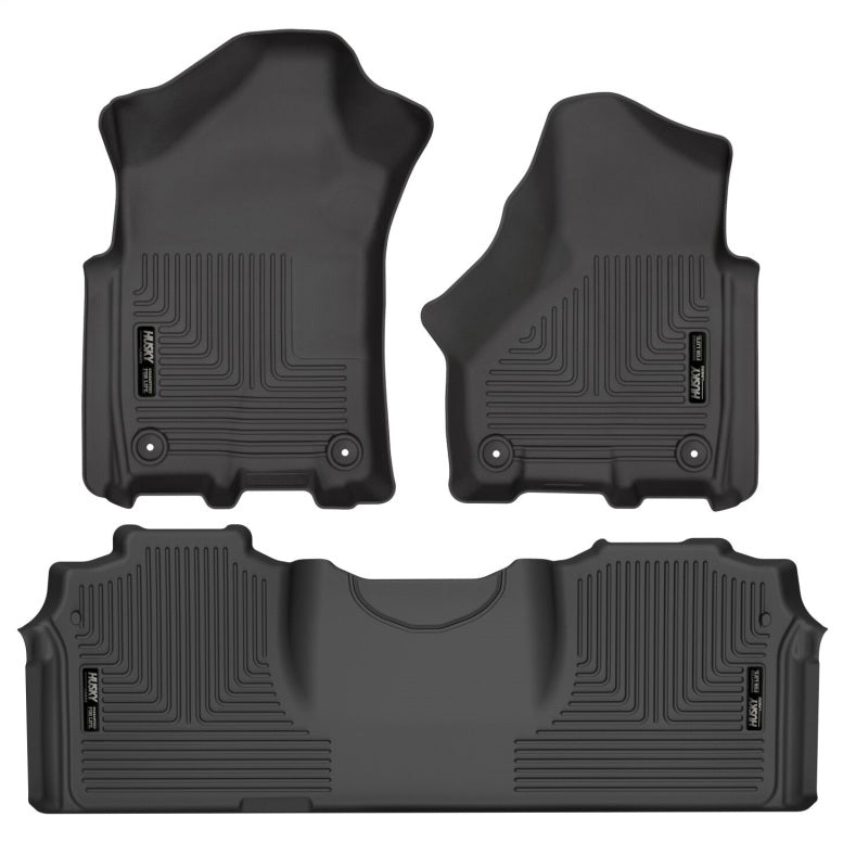 Husky Liners Black Weatherbeater Front and 2nd Seat Floor Liners: Ram 2500 / 3500 2019-2024