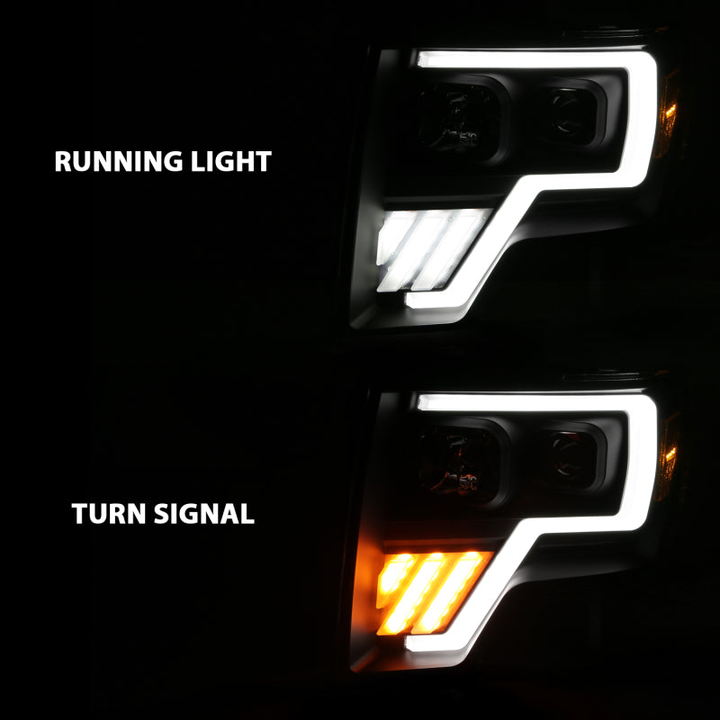 ANZO Projector Headlight Set w/Halo w/Switchback G4 Black w/Amber | Ford F-150 (09-13) (111469)