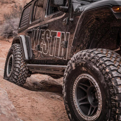 Westin Textured Black Triple Tube Rock Rail Steps: Jeep Wrangler JL Unlimited 2018-2024