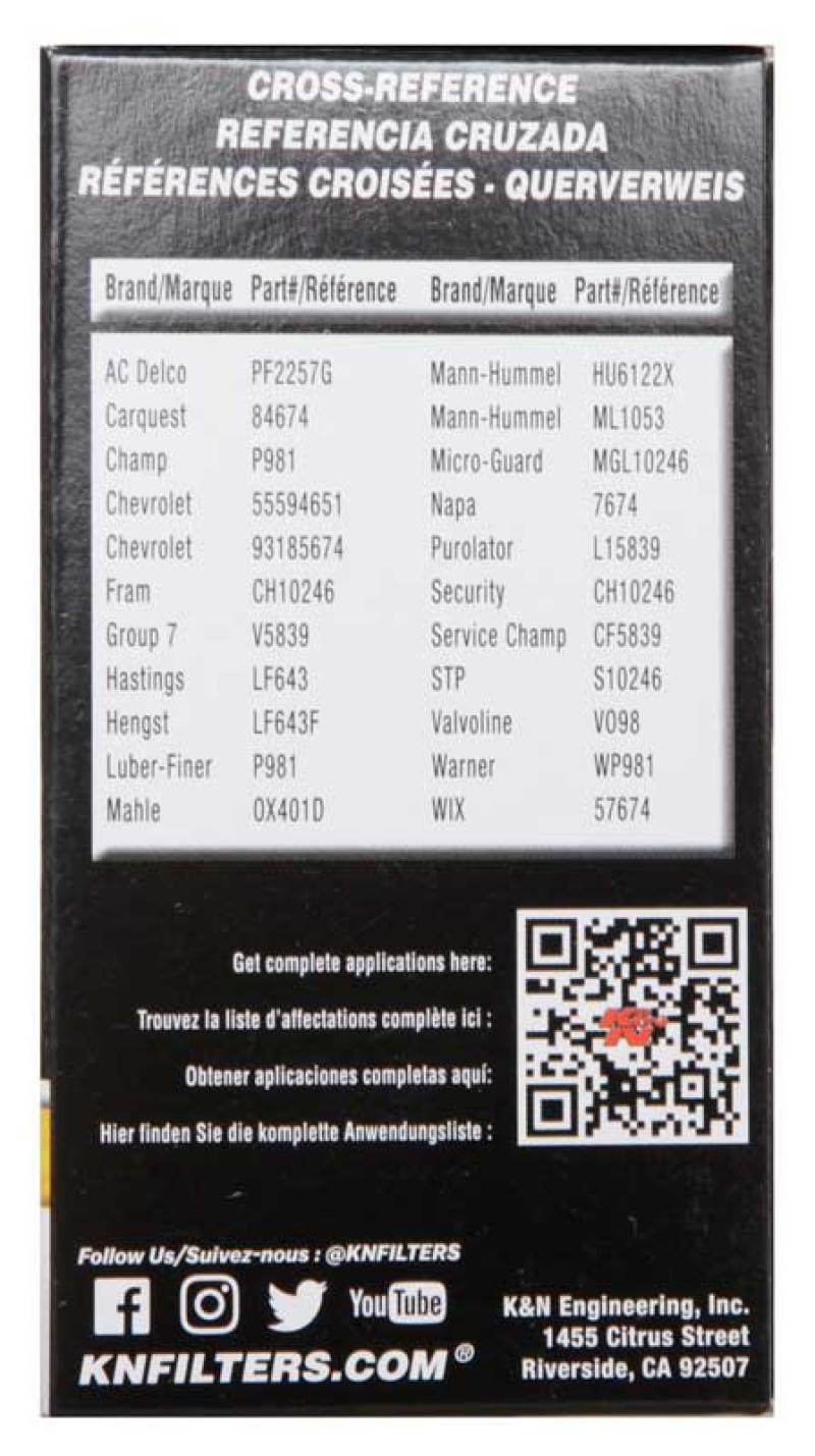 K&N Performance Oil Filter | Chevrolet Colorado (15-22) / ZR2 (17-22) / GMC Canyon (15-22) (HP-7027)