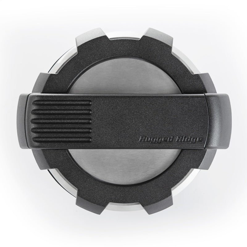 Rugged Ridge Elite Brushed Aluminum Fuel Door Non-Lock: Fits Most Jeep Wrangler Models (2007-2018)