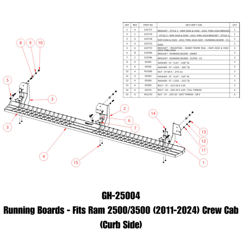 GEN-Y Hitch 11-24 Ram 2500/3500 Crew Cab Running Boards | Ram 2500 (19-25) / 2500 (11-18) / 3500 (19-25) / 3500 (11-18) (GH-25004)