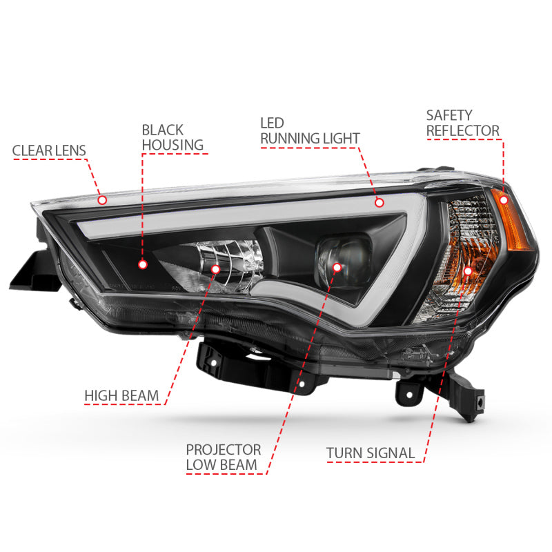 ANZO USA Projector Headlights Plank Style Chrome w/ Amber | Toyota 4Runner (14-23) (111416)