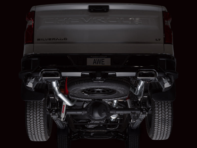 AWE Tuning 4th Gen GM 1500 6.2L Catback Split Rear Exit (w/ Bumper Cutouts) - OE Tips (3015-31202)