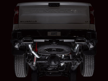 AWE Tuning 4th Gen GM 1500 6.2L Catback Split Rear Exit (w/ Bumper Cutouts) - OE Tips (3015-31202)