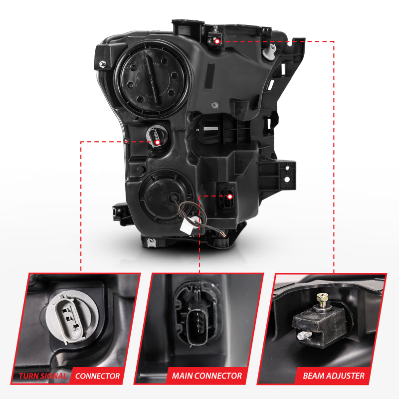 ANZO Projector Headlight Set w/ Plank Style Switchback Black w/ Amber | Ford F-150 (15-17) (111357)