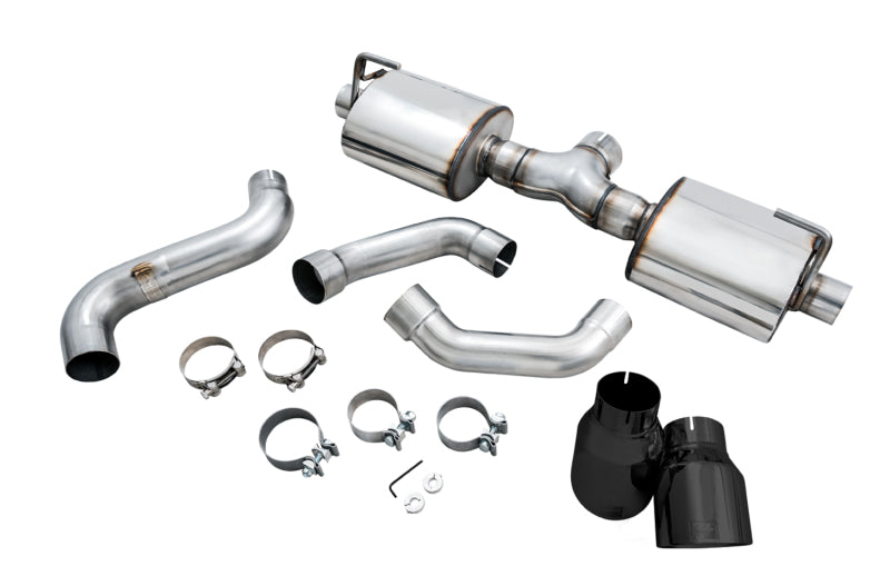 AWE Tread Edition Axleback Dual Exhaust Diamond Black Tips (REAR): Jeep Wrangler JL 2018-2024 2.0/3.6L