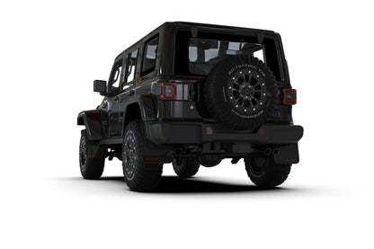 Rally Armor 2018+ Jeep Wrangler Rubicon JL Black UR Mud Flap w/ Metallic Black Logo | Jeep Wrangler JL (18-25) (MF124-UR-BLK-MBK)