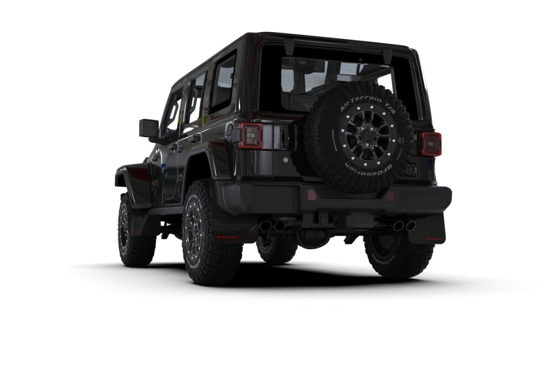 Rally Armor 2018+ Jeep Wrangler Rubicon JL Black UR Mud Flap w/ Metallic Black Logo | Jeep Wrangler JL (18-25) (MF124-UR-BLK-MBK)