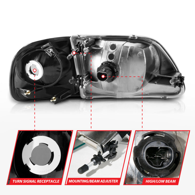 ANZO Crystal Headlight Set w/ LED Parking Light | Ford F150 (97-03) (111460)