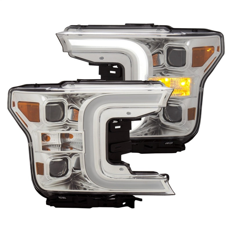 ANZO Projector Headlights w/ Plank Style Switchback Chrome w/ Amber | Ford F-150 (18-19) (111399)