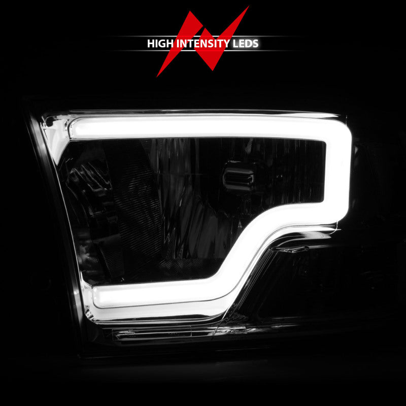 ANZO Crystal Headlights w/ Light Bar (Chrome): Dodge Ram 2009 - 2018 (1500, 2500, 3500)