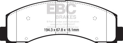 EBC Orangestuff Front Brake Pads | 2018+ Ford F-150 2.7L Twin Turbo (2WD)