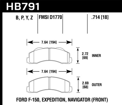 Hawk Performance Street Front Brake Pads | Ford F-150 (2014–2016) (HB791Y.714)