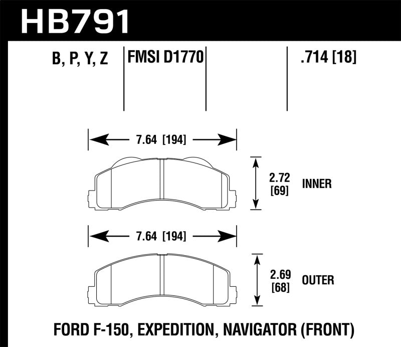 Hawk Performance Street Front Brake Pads | Ford F-150 (2014–2016) (HB791Y.714)