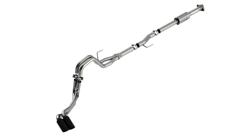 Borla 3" Dual Side Exit Cat-Back | Ford F-150 (21) 2.7L/3.5L | CC SB EC STB Lari/King R/Platinum/LTD 3/2.25 DSE CB AK BLK CHR Tips (140872BC)