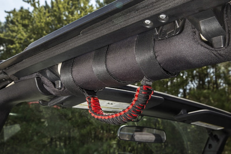 Rugged Ridge Paracord Grab Handles Red Black (F&R): Jeep Wrangler JK / JL / Gladiator JT 2007-2024
