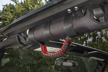 Rugged Ridge Paracord Grab Handles Red Black (F&R): Jeep Wrangler JK / JL / Gladiator JT 2007-2024