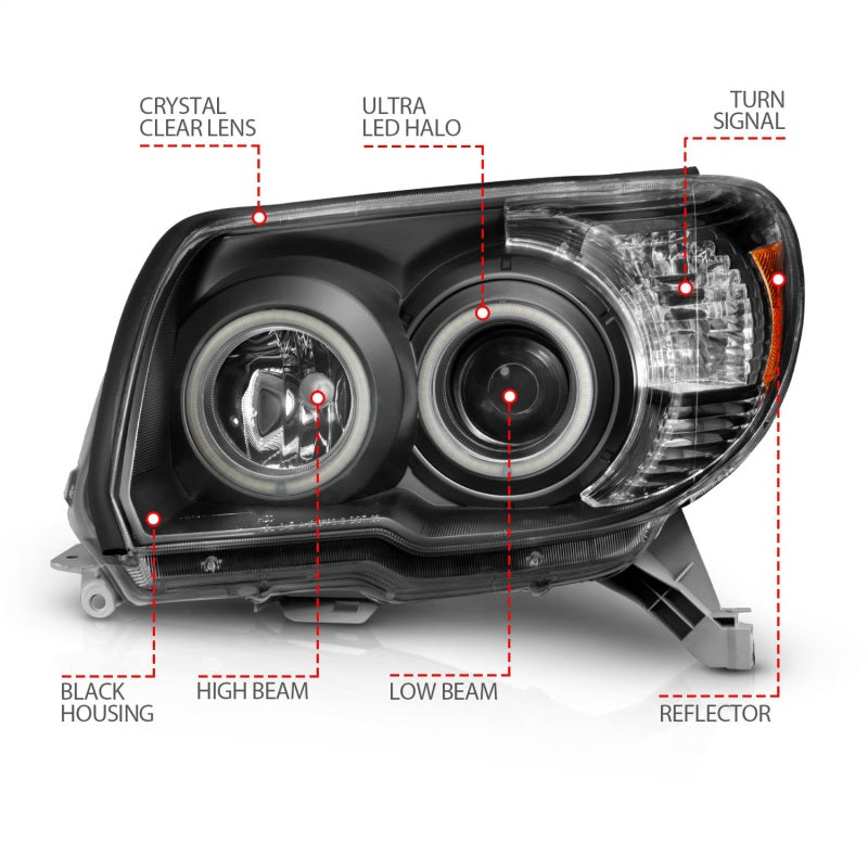 ANZO Projector Headlights - Black w/ CCFL Halo | 2006-2009 Toyota 4Runner (111320)