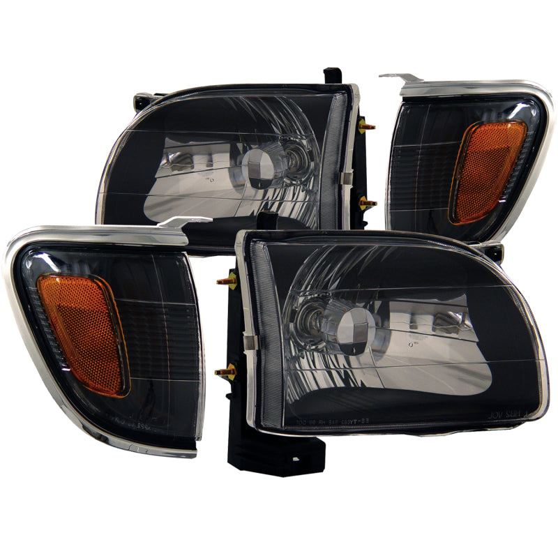 ANZO Crystal Headlight Set Black | Toyota Tacoma (01-04) (121190)
