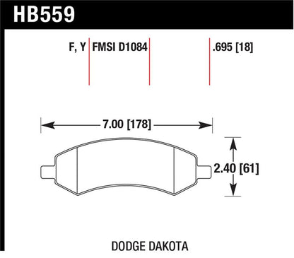 Hawk LTS Front Brake Pads: Durango / Dakota / Ram 2002 - 2011 (All Models)