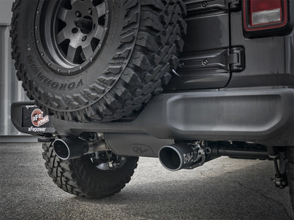 AFE Rebel Series Axle-Back Exhaust System (Black Tips): Jeep Wrangler JL 2018 - 2025 (2.0L I4 / 3.6L V6)