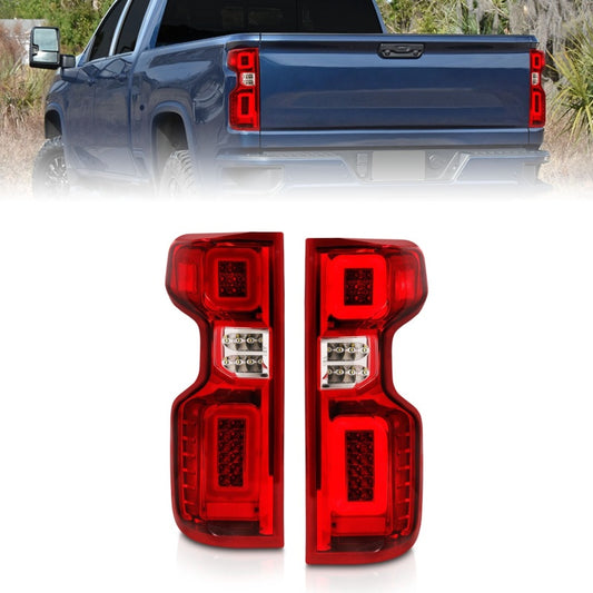 ANZO LED Tail Light Assembly Chrome/Red | Chevy Silverado 19-21 (311419)
