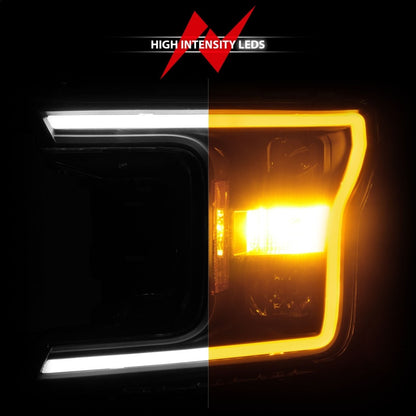 ANZO Projector Headlight Set w/ Plank Style Switchback Black Housing | Ford F-150 (18-20) (111509)