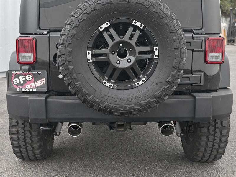 aFe Rebel Series 2.5" Axle-Back Exhaust System Polished Tips (REAR): Jeep Wrangler JK 2007-2018 3.8/3.6L