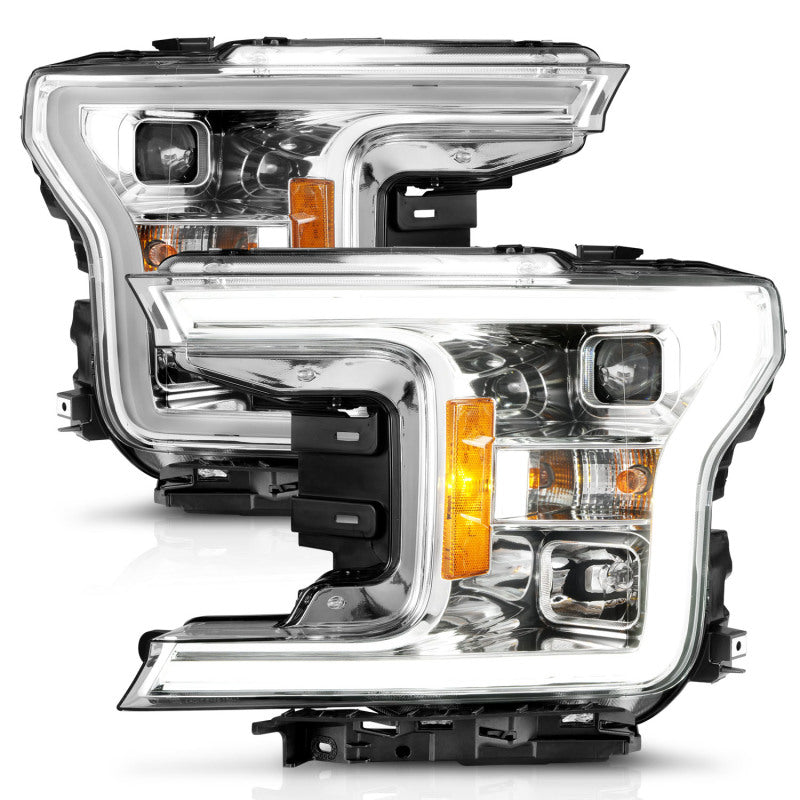 ANZO Projector Headlights w/ Plank Style Switchback Chrome w/ Amber | Ford F-150 (18-19) (111399)