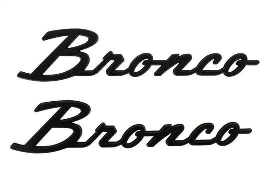 Ford Racing 2021+ Bronco Classic Script Fender Badges - Matte Black (Pair) Exterior Styling offroad accessory | Iron Ridge Offroad