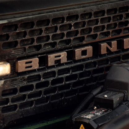 Ford Racing Grille Lettering Bronze Overlay Kit - 2021+ Ford Bronco Exterior Styling offroad accessory | Iron Ridge Offroad