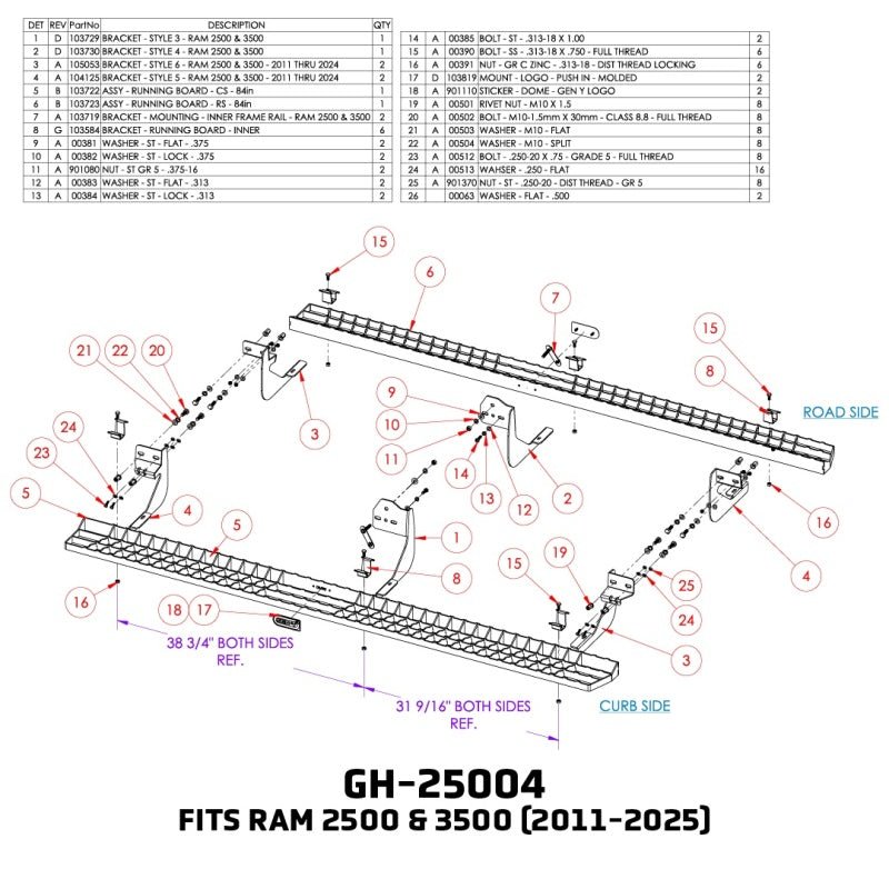 GEN-Y Hitch 11-24 Ram 2500/3500 Crew Cab Running Boards | Ram 2500 (19-25) / 2500 (11-18) / 3500 (19-25) / 3500 (11-18) (GH-25004) Nerf Bars & Running Boards offroad accessory | Iron Ridge Offroad